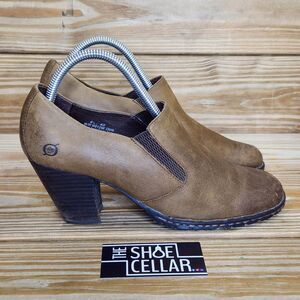Born Womens Gertrude Shooties Boots Brown Leather Ankle Cuban Slip On 8.5